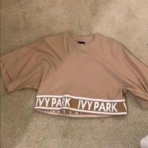 Ivy park tan cropped tee size small